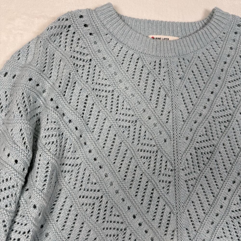 Marine Layer Mint Open-Knit Crewneck Sweater - Picture 3 of 9
